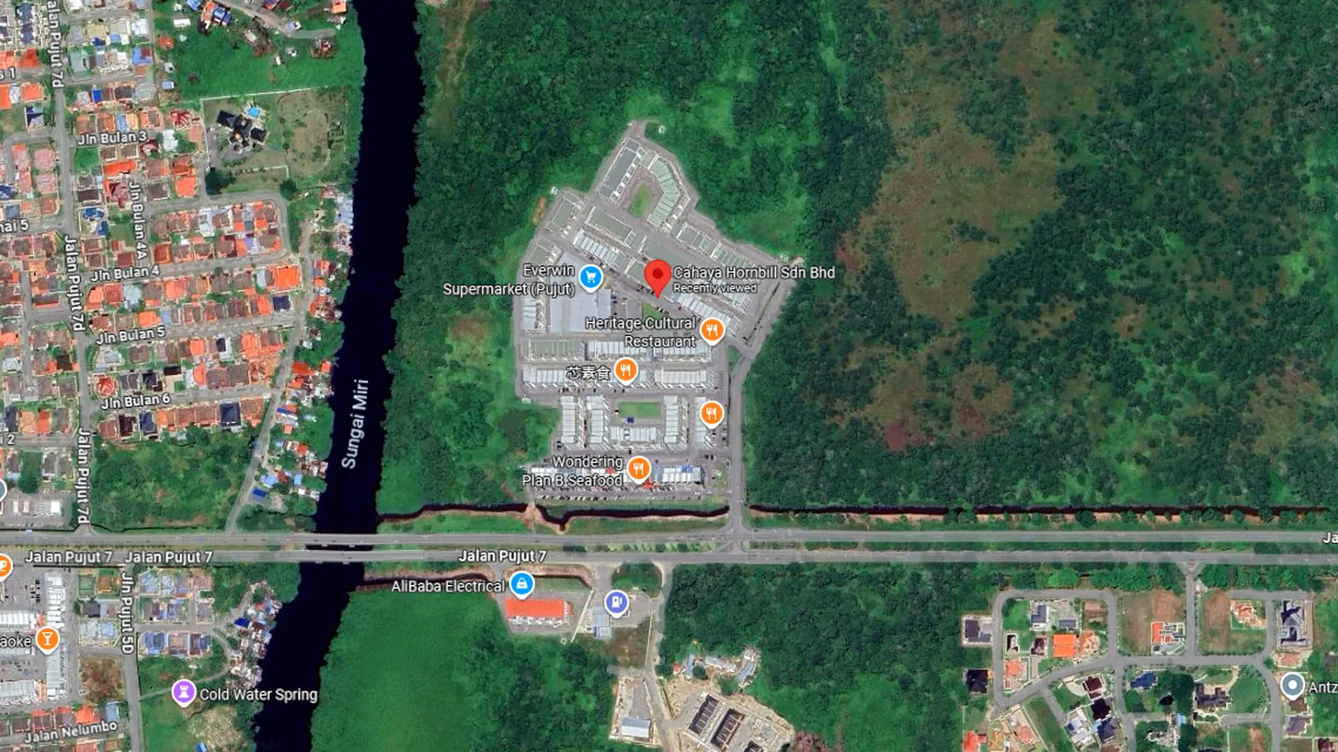Map showing Cahaya Hornbill location in Pujut 7 Commercial Centre, Miri